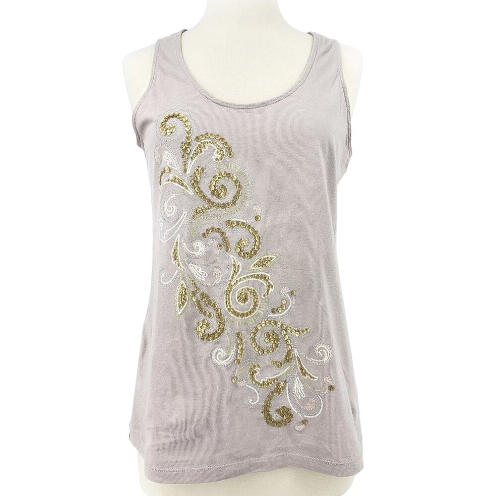 SALE Cynthia Rowley Sequined Mixed Fabric Tank Medium